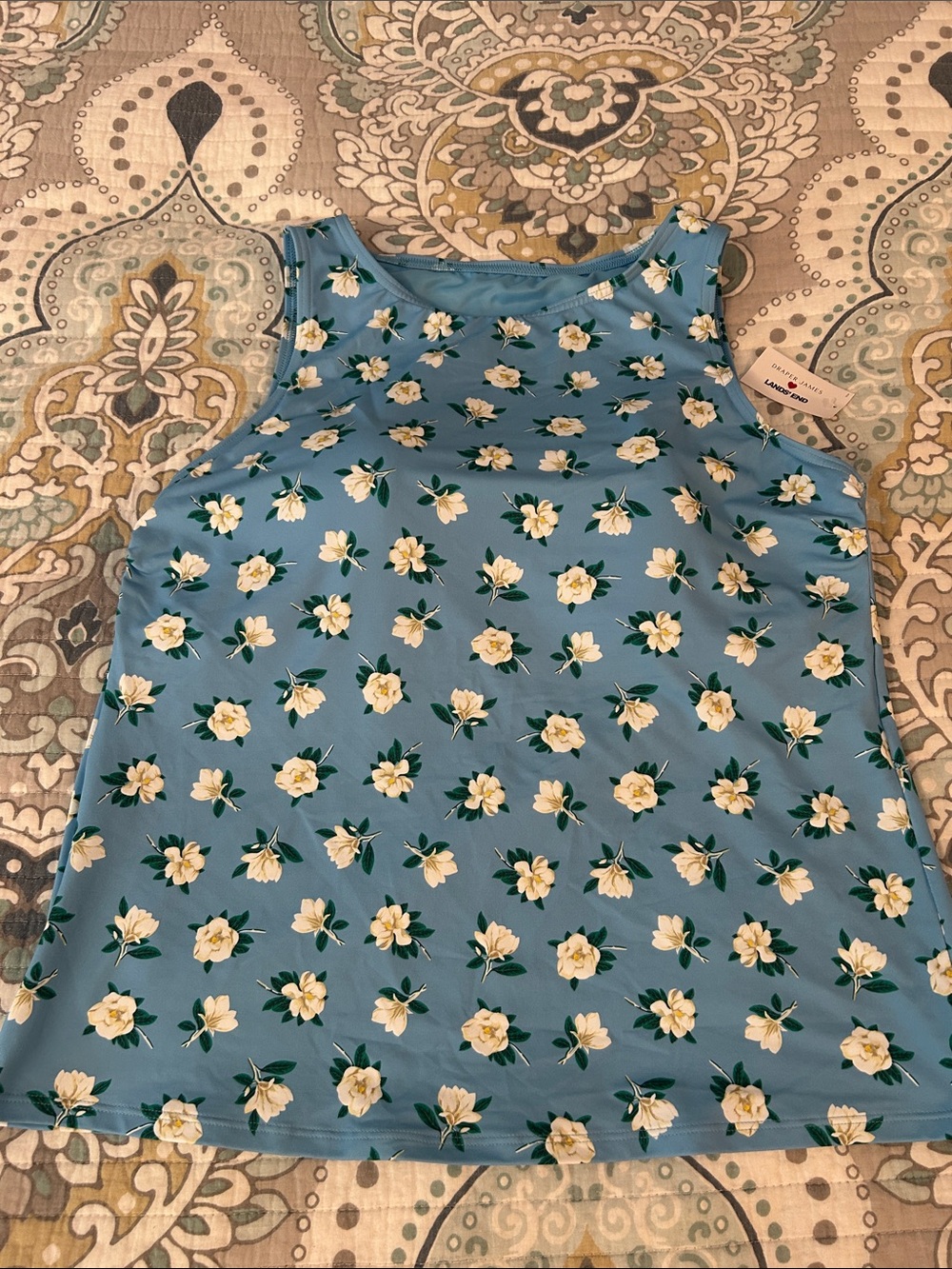 Lands' End x Draper James Blue Floral Tank Swim Top Tankini NWT
